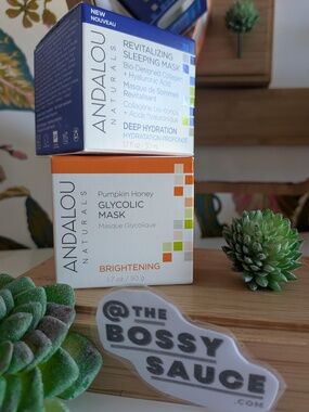 Andalou Naturals Revitalizing Sleeping Mask + Pumpkin Glycolic Mask Duo NWT